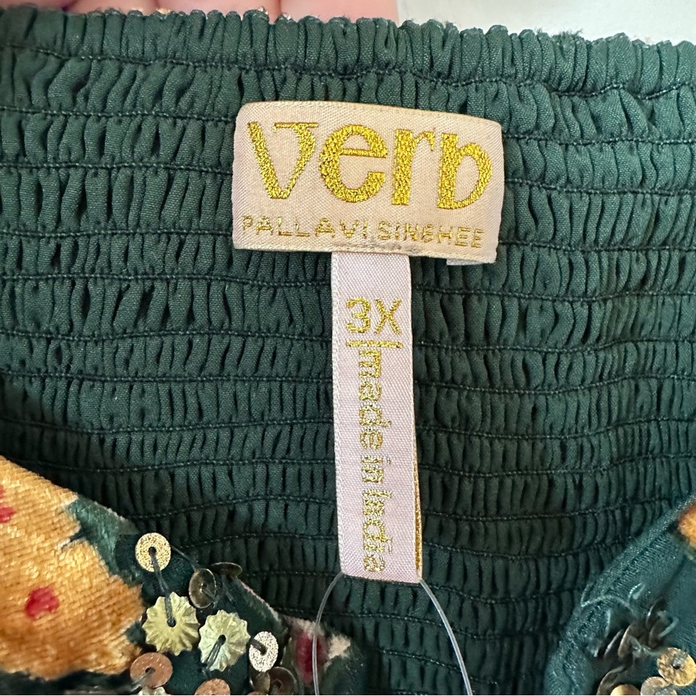 Anthropologie Floral Pleated Midi Dress - Green and Pink - Picture 7 of 12